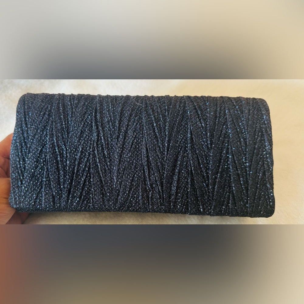Navy glitter clutch bag